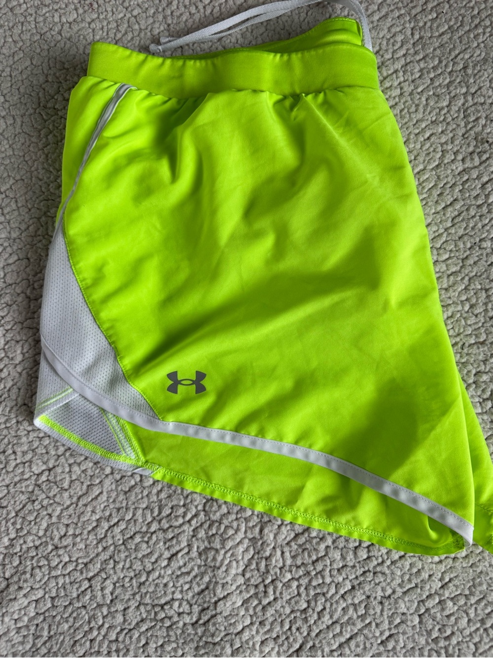 Under Armour Women’s Neon Yellow Athletic Shorts with White Trim